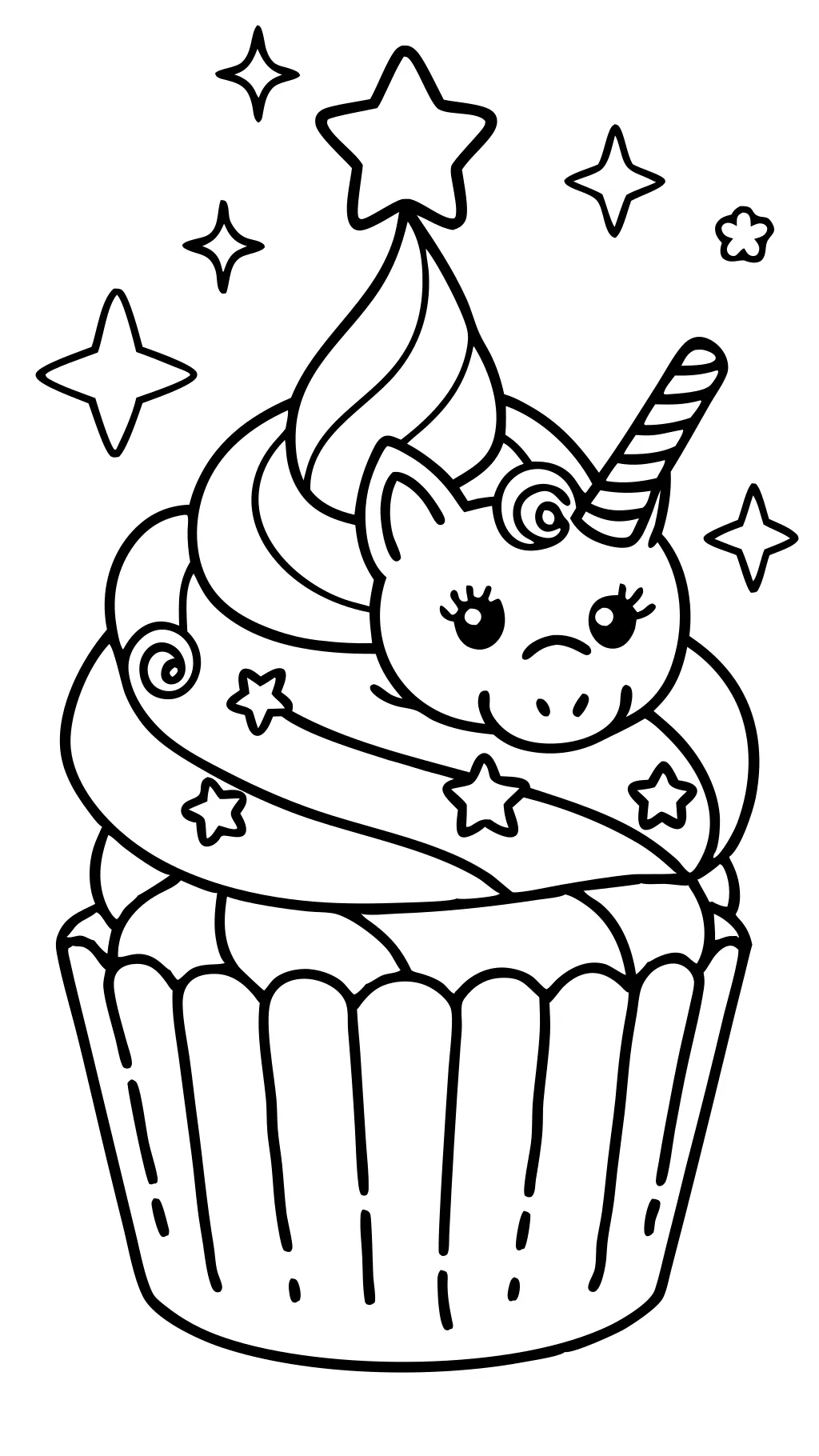 unicorn cupcake coloring page